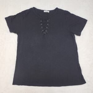 Whimsigoth Emo Scene Black Shirt Womens Medium Corset Tshirt Gothic Grunge